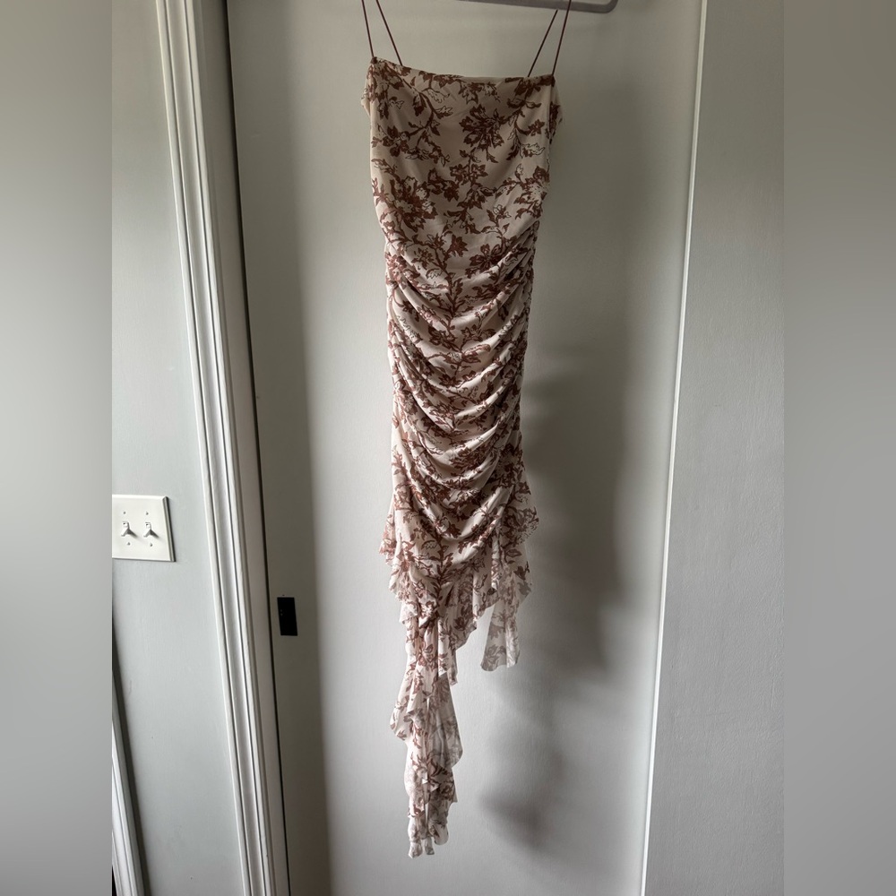 Y2k/ 90’s Ruched Floral Mesh Dress